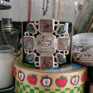 Authentic CHANEL bejeweled resin cuff